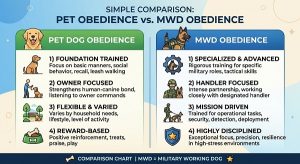 comparing pet and MWD obedience