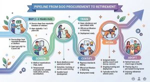 pipeline from dog procurement to retirement