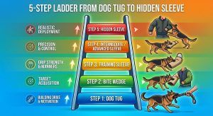 5 step ladder graphic from dog tug to hidden sleeve