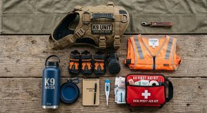 K9 handler gear checklist laid out before deployment