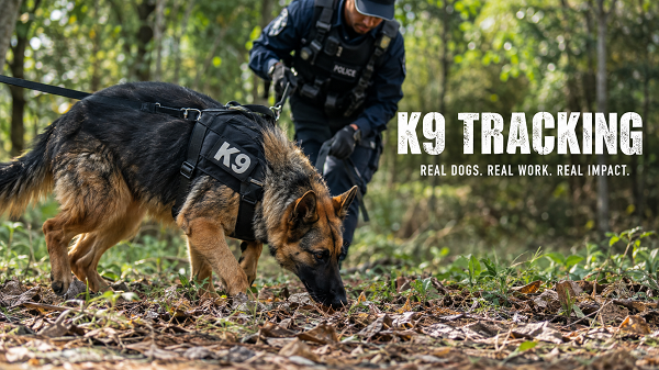 Police K9 Tracking Through the Forest