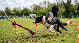 Dog drive test with a tug toy