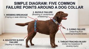 Simple diagram of the five failure points around a dog collar