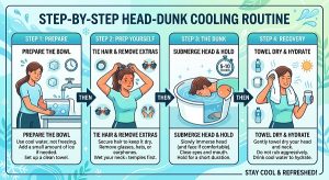 step-by-step graphic of the head-dunk cooling routine