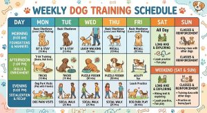 weekly dog training schedule table