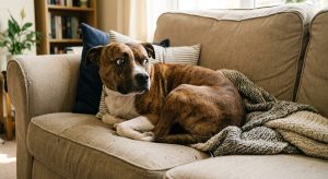 dog anxiety symptoms whale eye and pinned-back ears