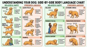 dog stress signs vs relaxed body language