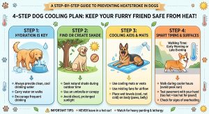 step-by-step infographic of the 4-step dog cooling plan
