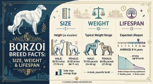 Borzoi size, weight and lifespan chart
