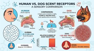 Why Labradors Are the World's Top Detection & Service Dogs 3 Dog vs human scent receptors comparison