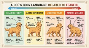 dog's body language from relaxed to fearful