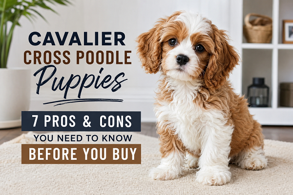 Curious Cavapoo in a bright home