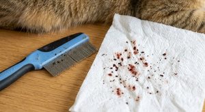 flea dirt on a damp paper towel